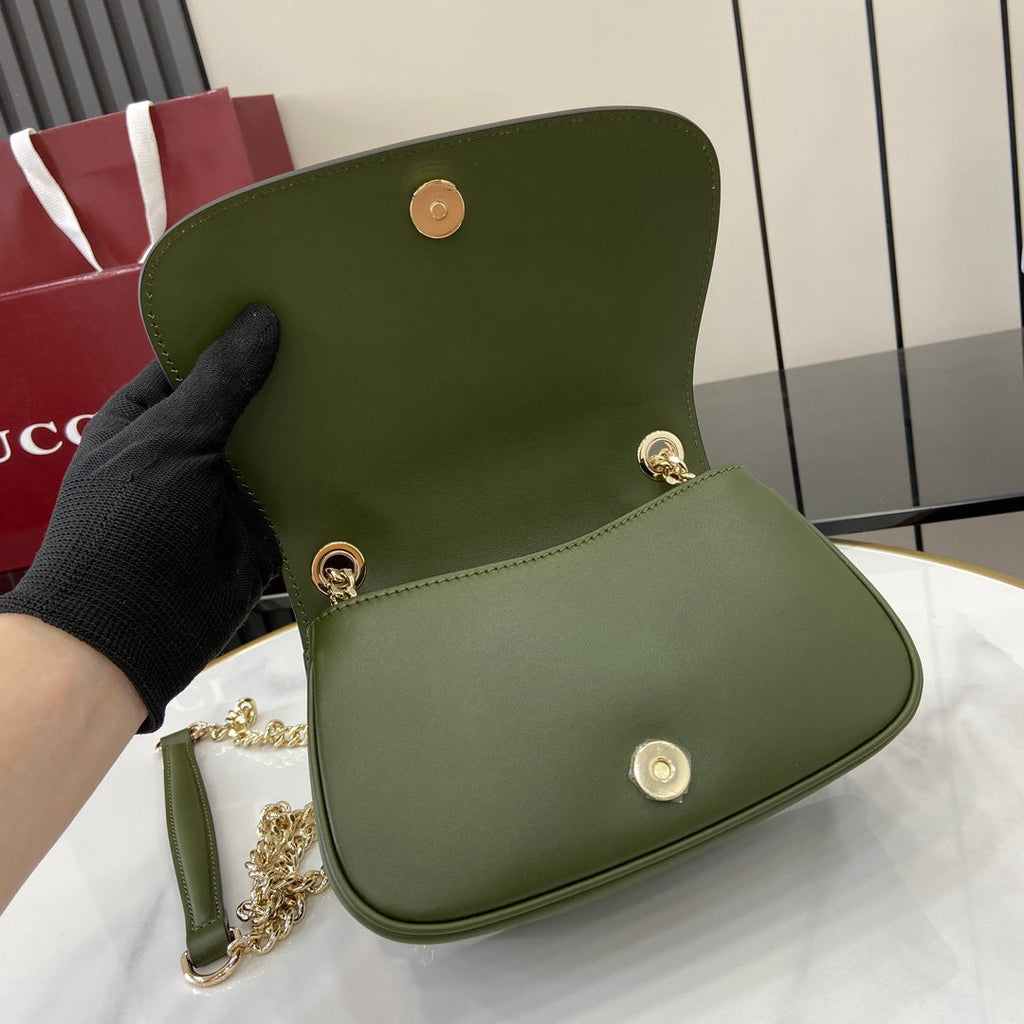 Gucci Blondie mini shoulder bag in green suede ‎815711