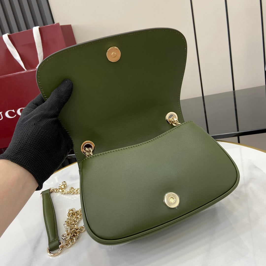 Gucci Blondie mini shoulder bag in green suede ‎815711