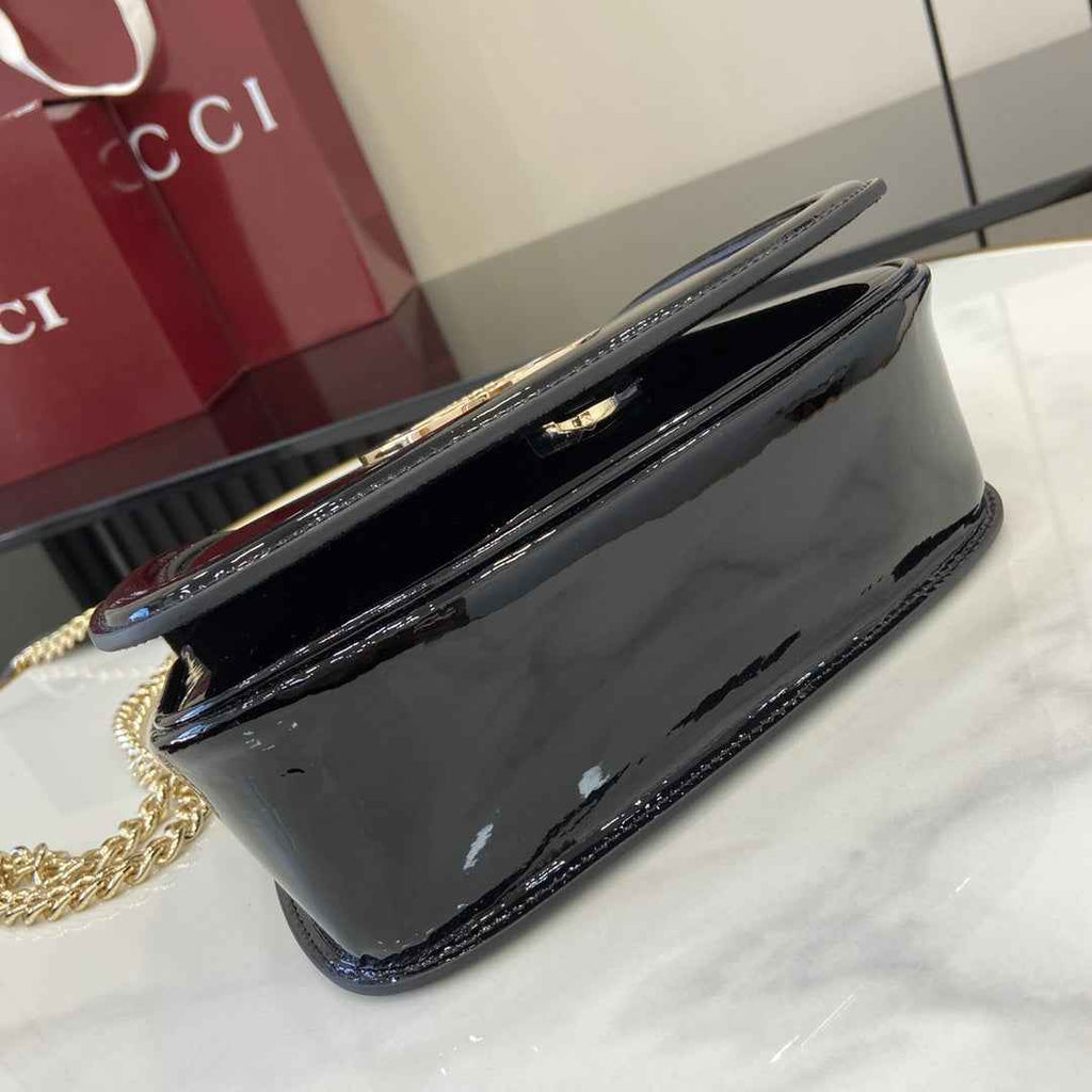 Gucci Blondie mini shoulder bag in black patent ‎815711