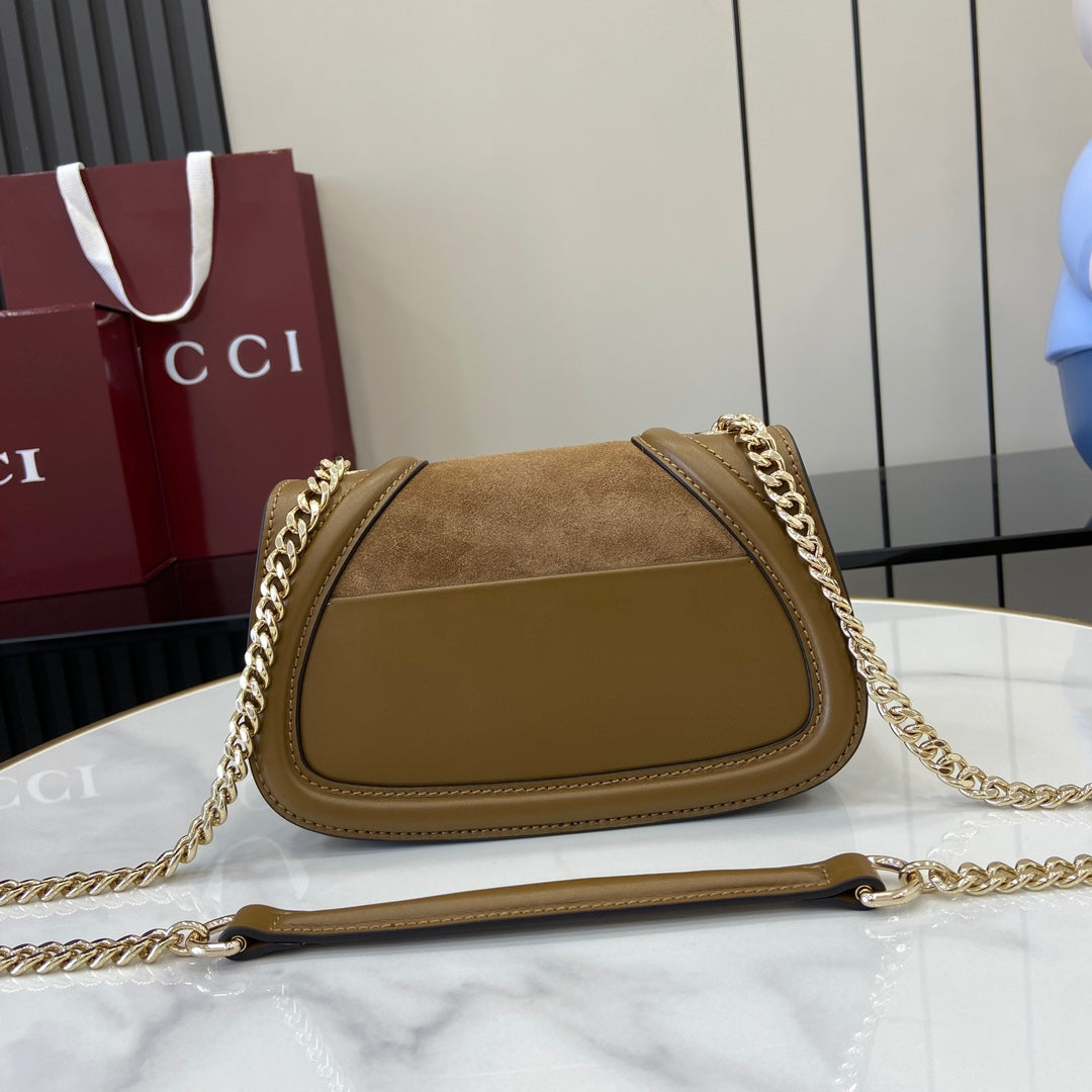 Gucci Blondie mini shoulder bag in brown suede ‎815711