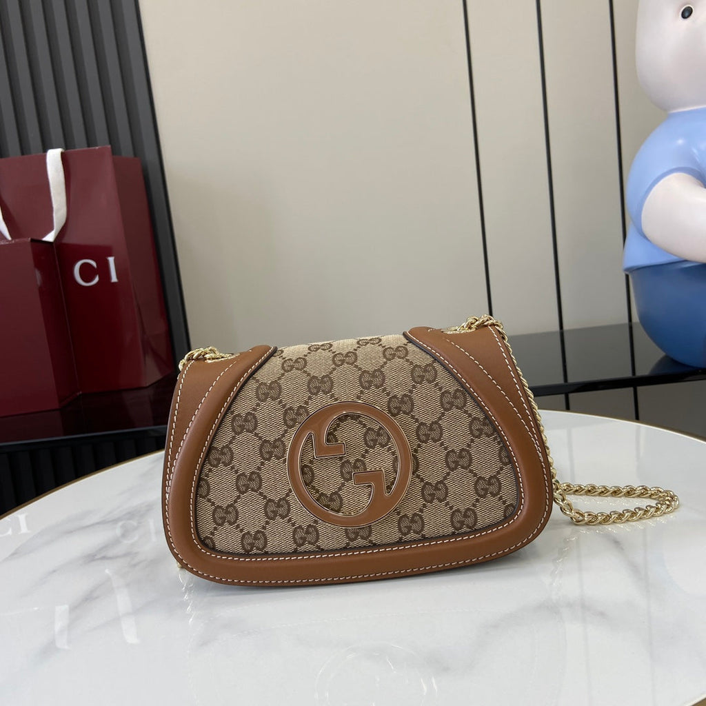 Gucci Blondie mini shoulder bag in dark brown GG canvas ‎815711