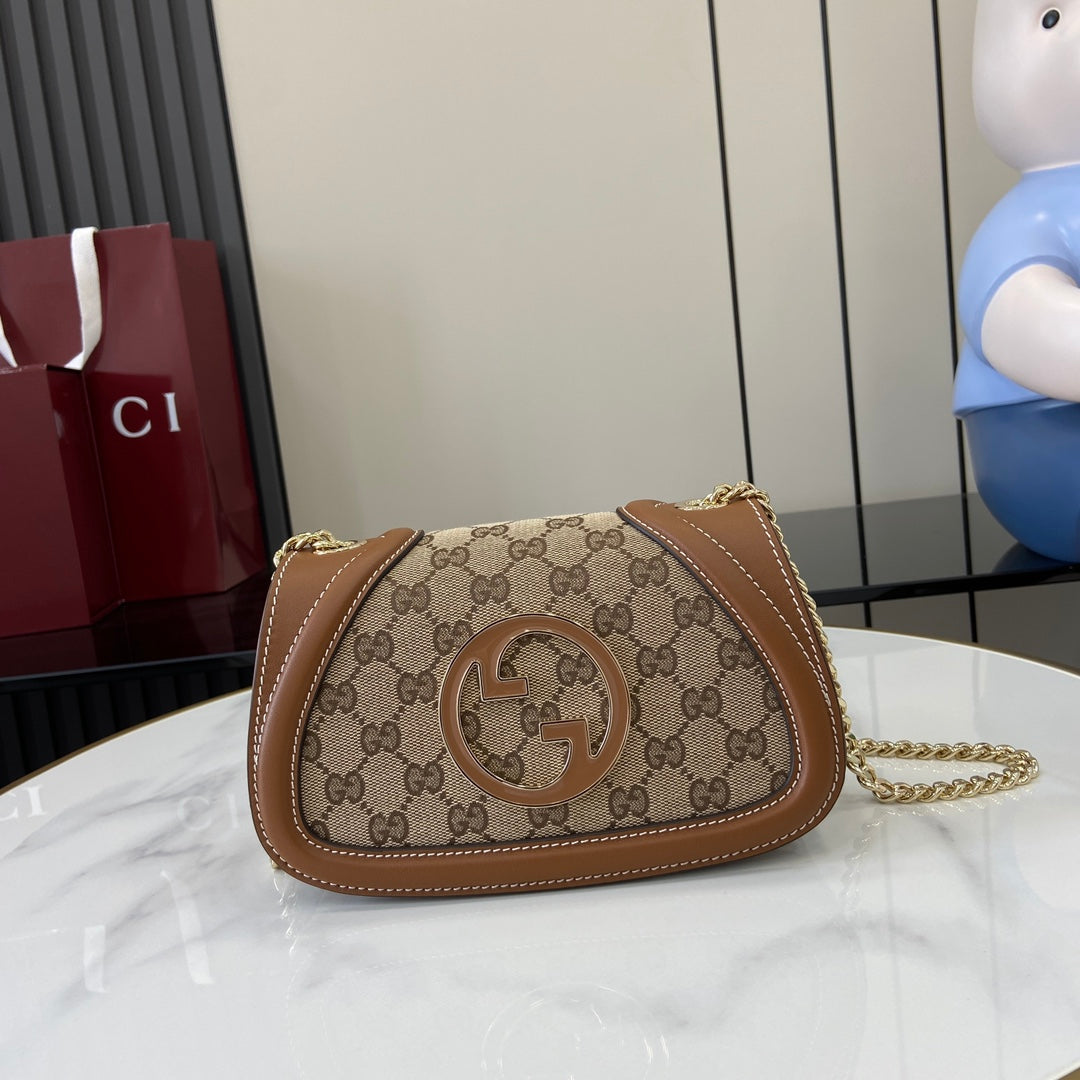 Gucci Blondie mini shoulder bag in dark brown GG canvas ‎815711