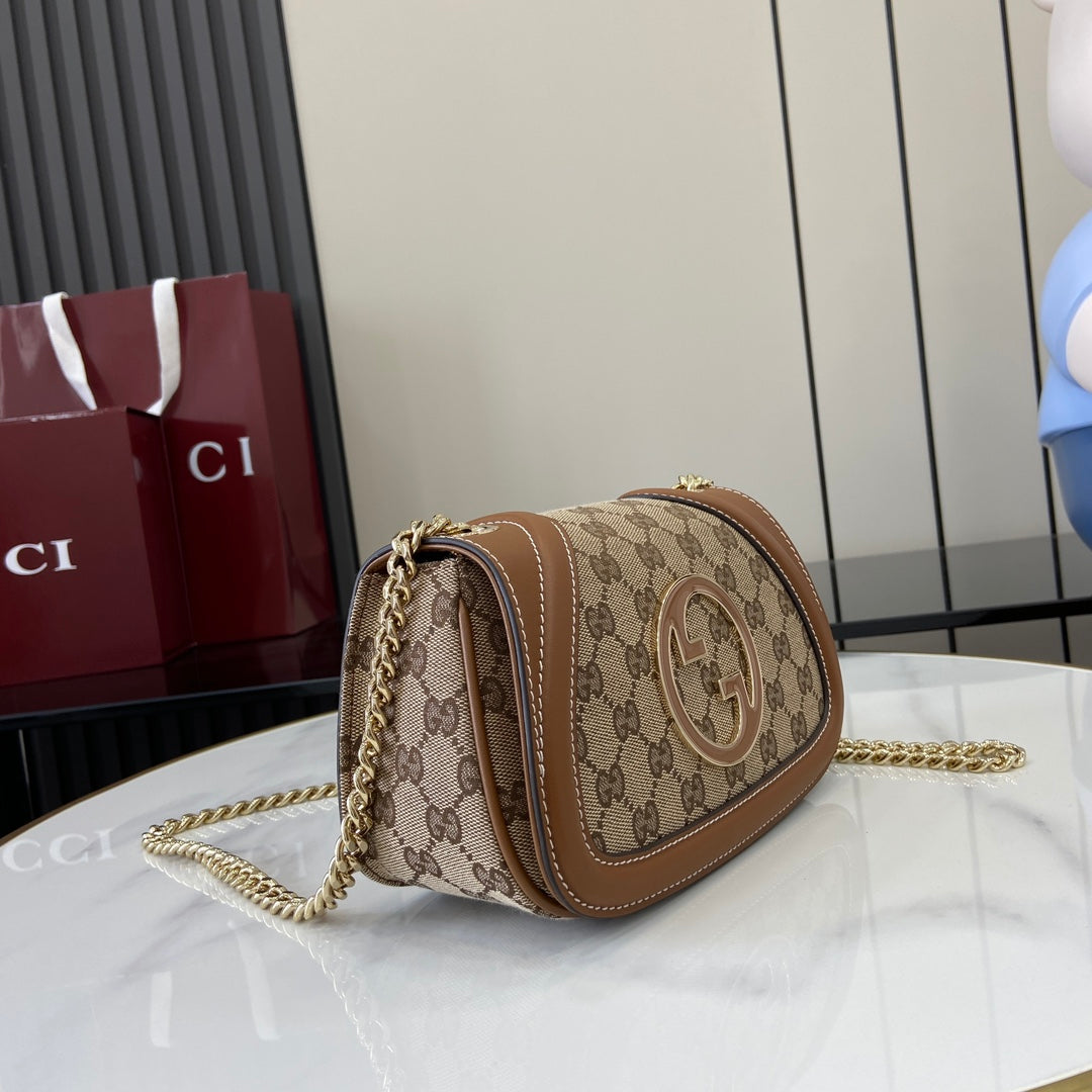 Gucci Blondie mini shoulder bag in dark brown GG canvas ‎815711