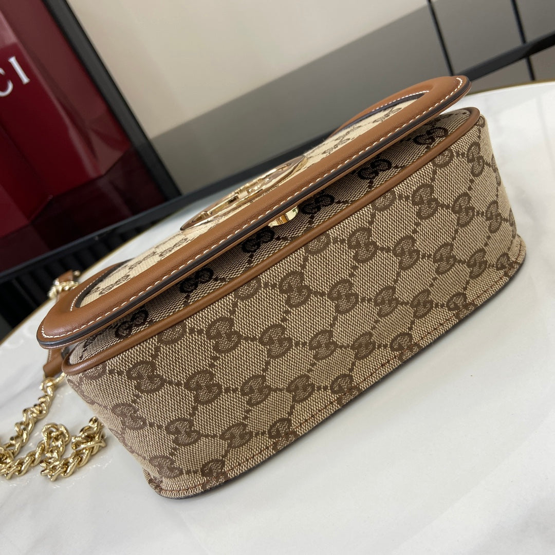 Gucci Blondie mini shoulder bag in dark brown GG canvas ‎815711