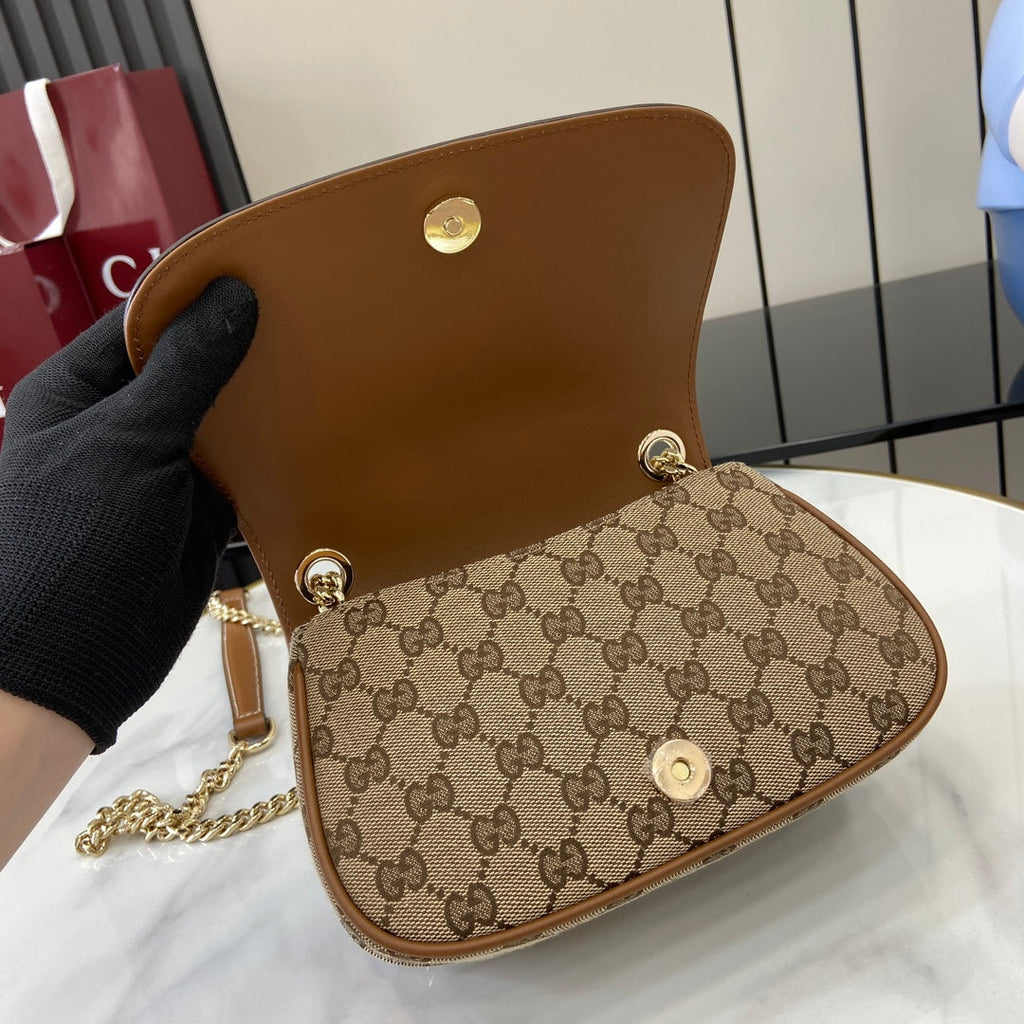 Gucci Blondie mini shoulder bag in dark brown GG canvas ‎815711
