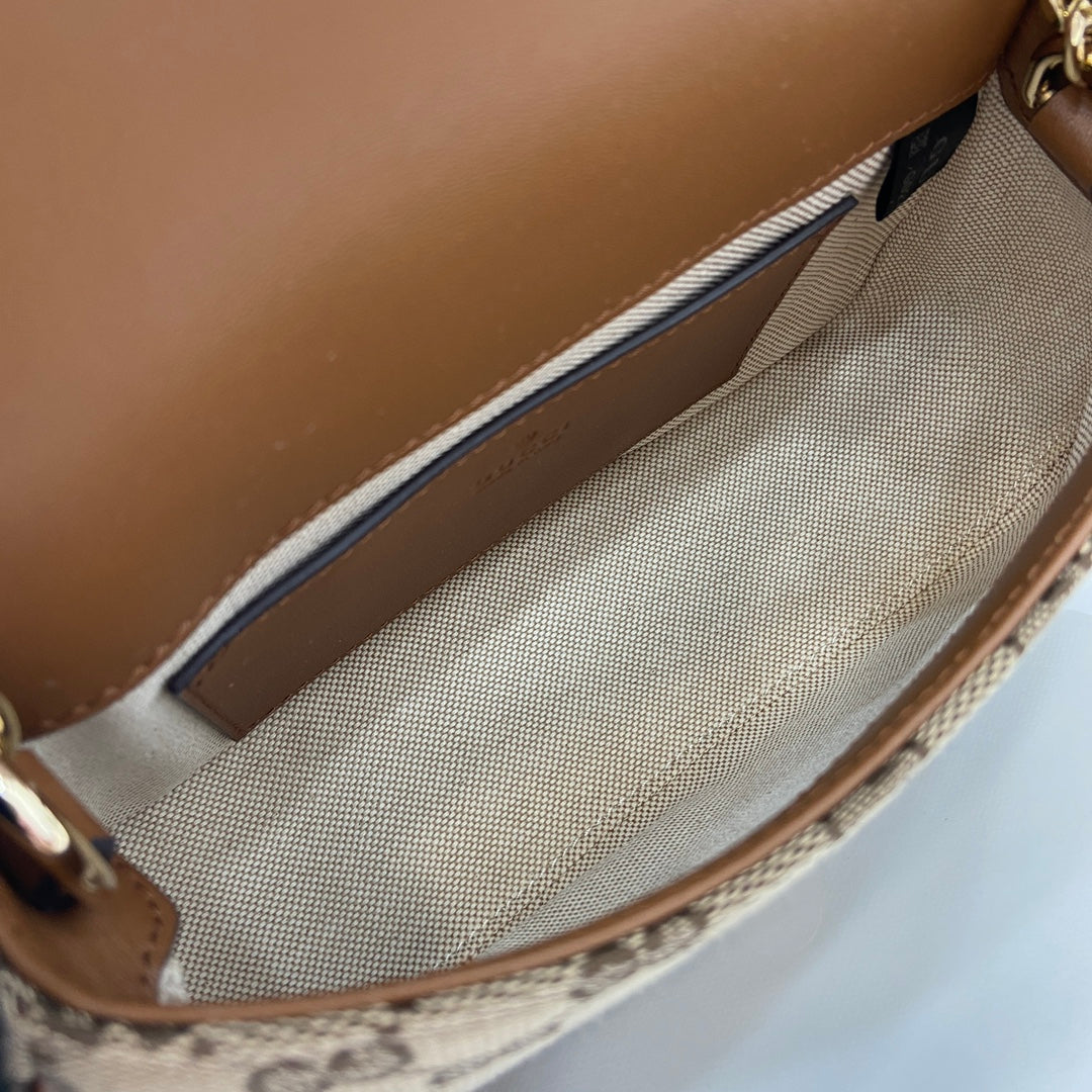 Gucci Blondie mini shoulder bag in dark brown GG canvas ‎815711