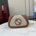 Gucci Blondie mini shoulder bag in cotton canvas brown leather ‎815711