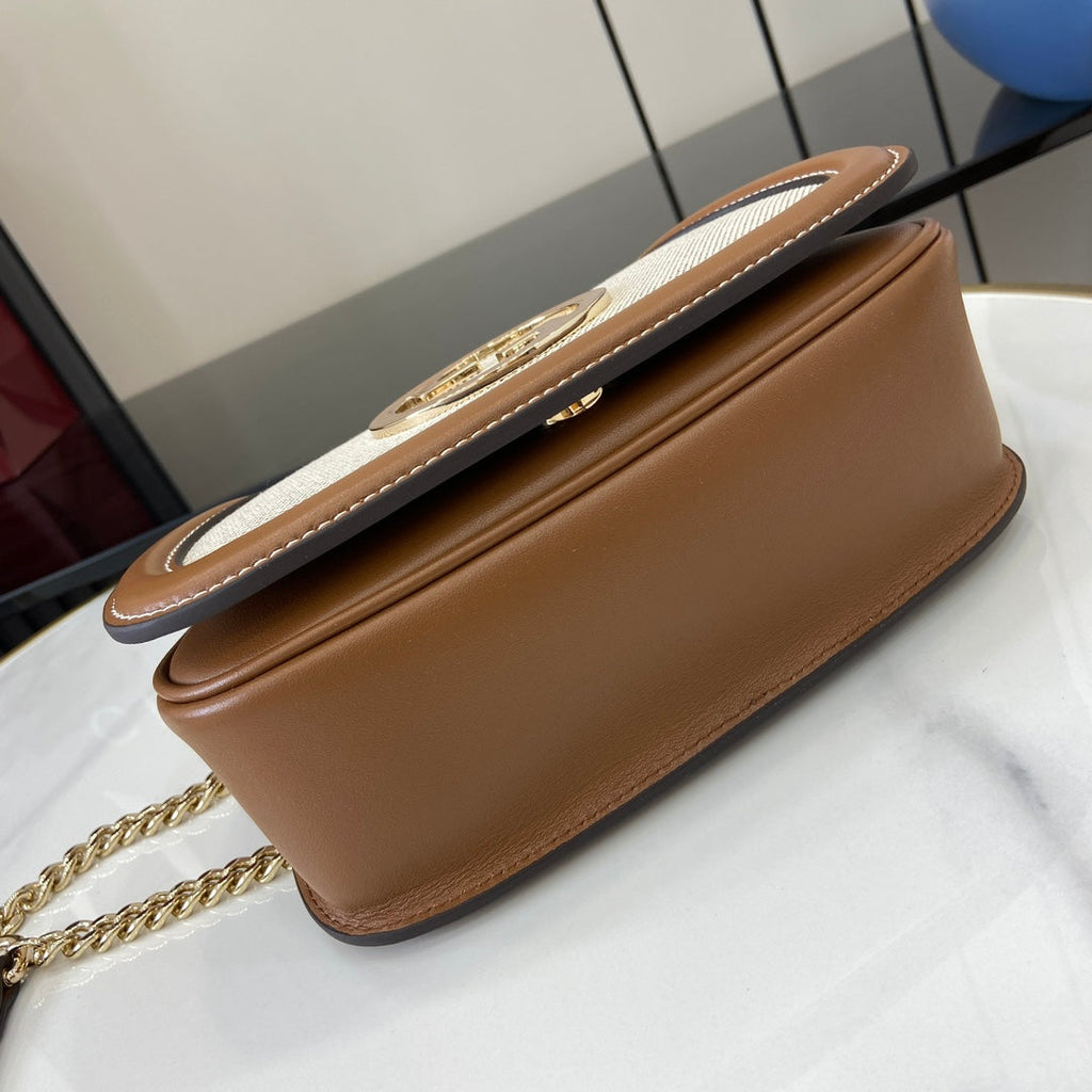 Gucci Blondie mini shoulder bag in cotton canvas brown leather ‎815711