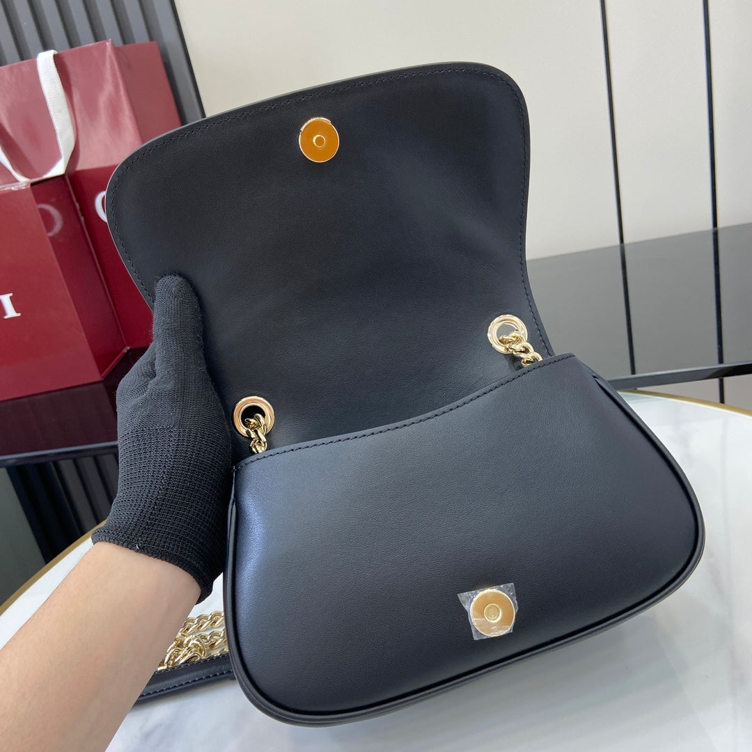 Gucci Blondie mini shoulder bag in cotton canvas black leather ‎815711