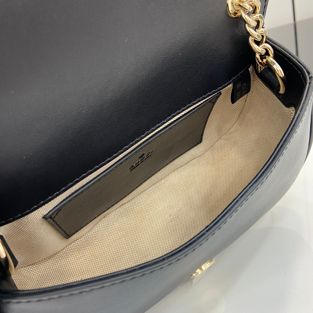 Gucci Blondie mini shoulder bag in cotton canvas black leather ‎815711
