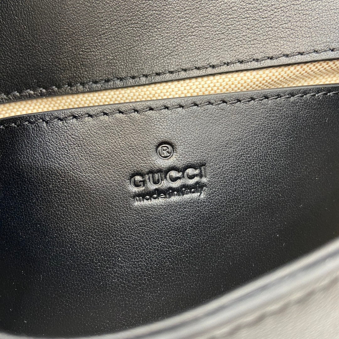 Gucci Blondie mini shoulder bag in cotton canvas black leather ‎815711