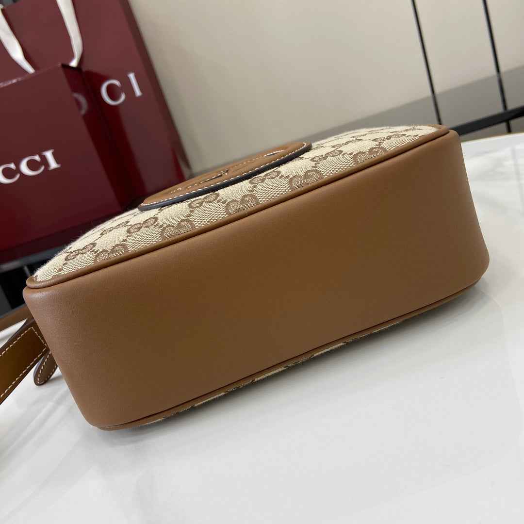 Gucci Blondie mini shoulder bag in dark brown GG canvas 820429