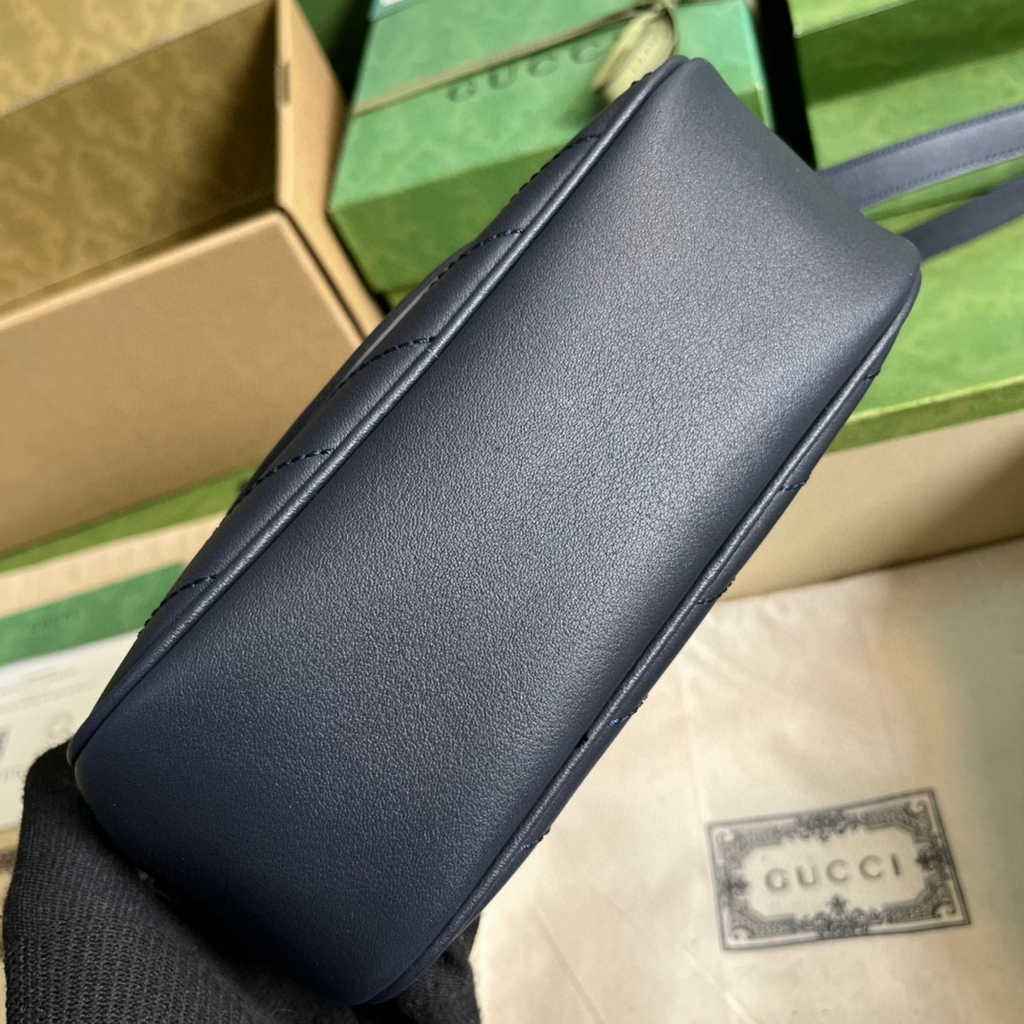 Gucci Blondie small shoulder bag in navy blue leather 742360