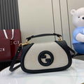 Gucci Blondie small top handle bag in beige cotton black leather 815714