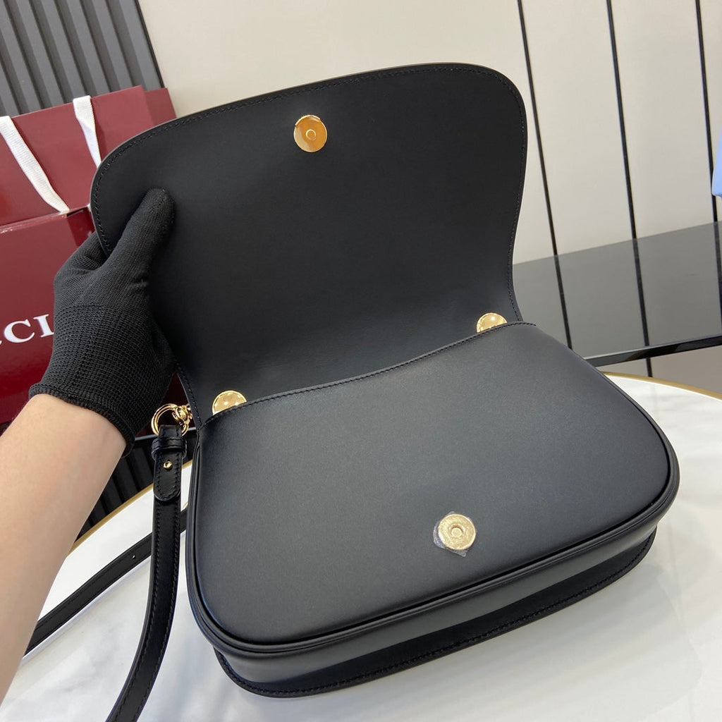 Gucci Blondie small top handle bag in beige cotton black leather 815714