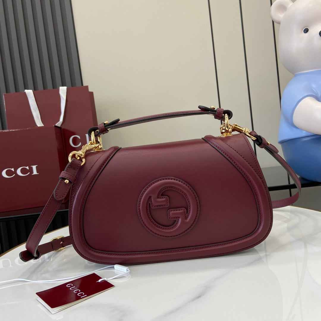 Gucci Blondie small top handle bag in wine red leather 815714