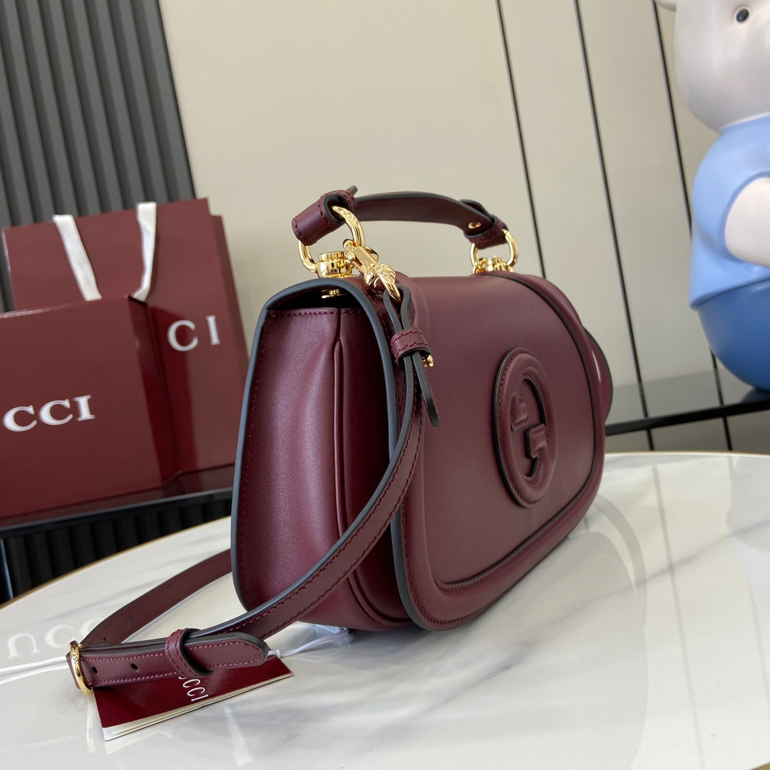 Gucci Blondie small top handle bag in wine red leather 815714