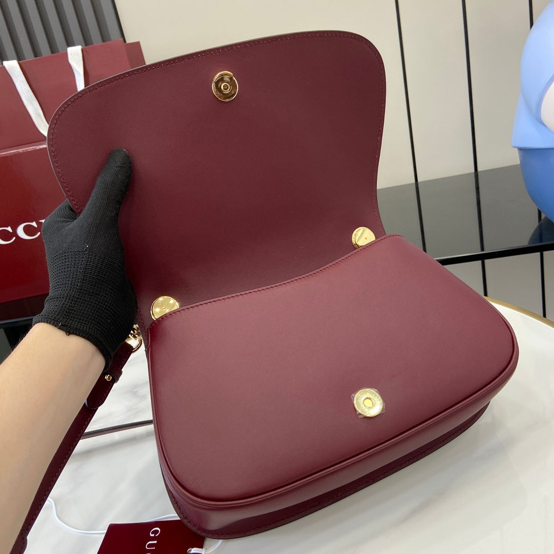 Gucci Blondie small top handle bag in wine red leather 815714