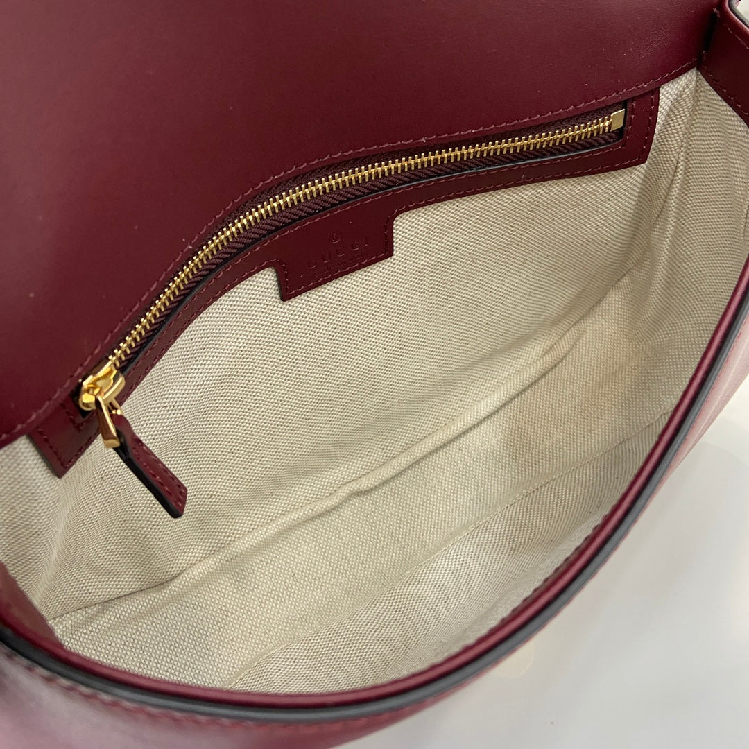 Gucci Blondie small top handle bag in wine red leather 815714