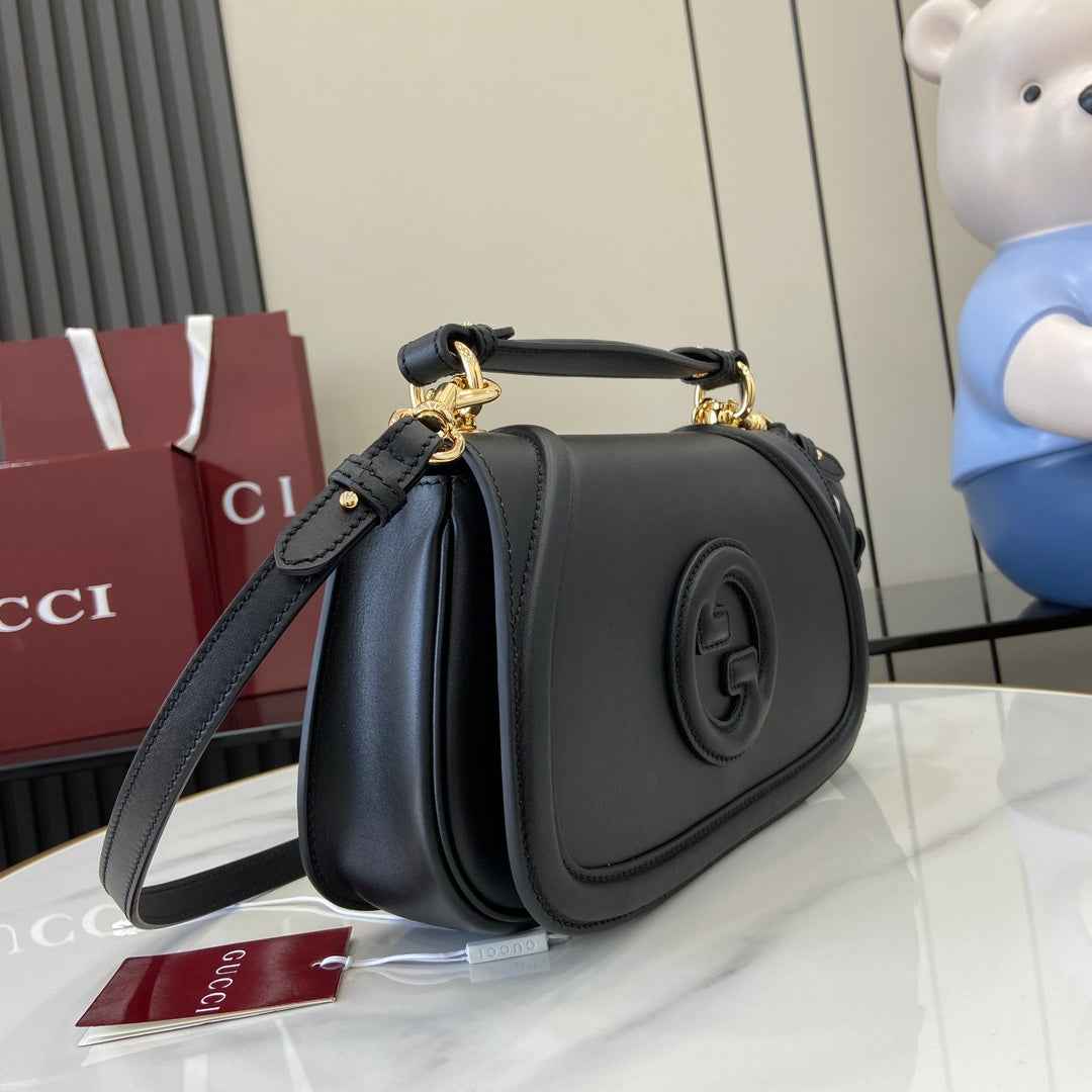 Gucci Blondie small top handle bag in black leather 815714