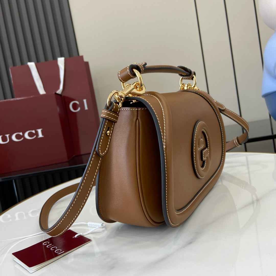 Gucci Blondie small top handle bag in brown leather 815714