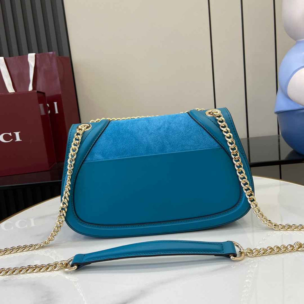 Gucci Blondie small shoulder bag in blue suede 815715
