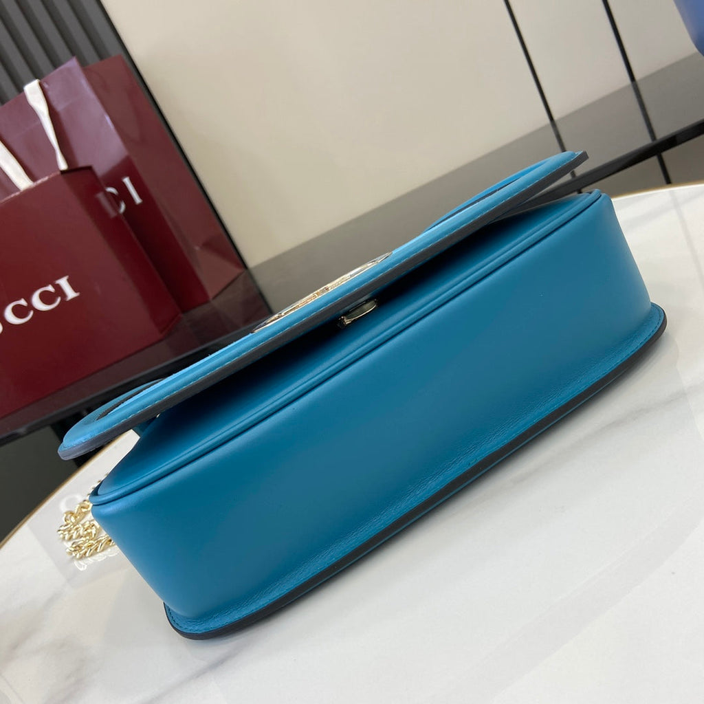 Gucci Blondie small shoulder bag in blue suede 815715