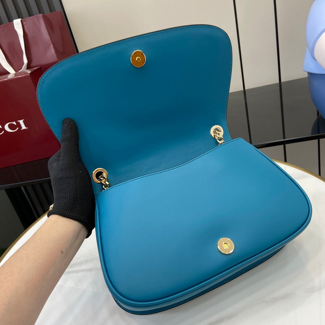 Gucci Blondie small shoulder bag in blue suede 815715