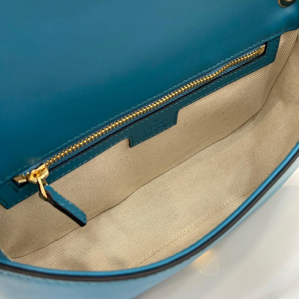 Gucci Blondie small shoulder bag in blue suede 815715