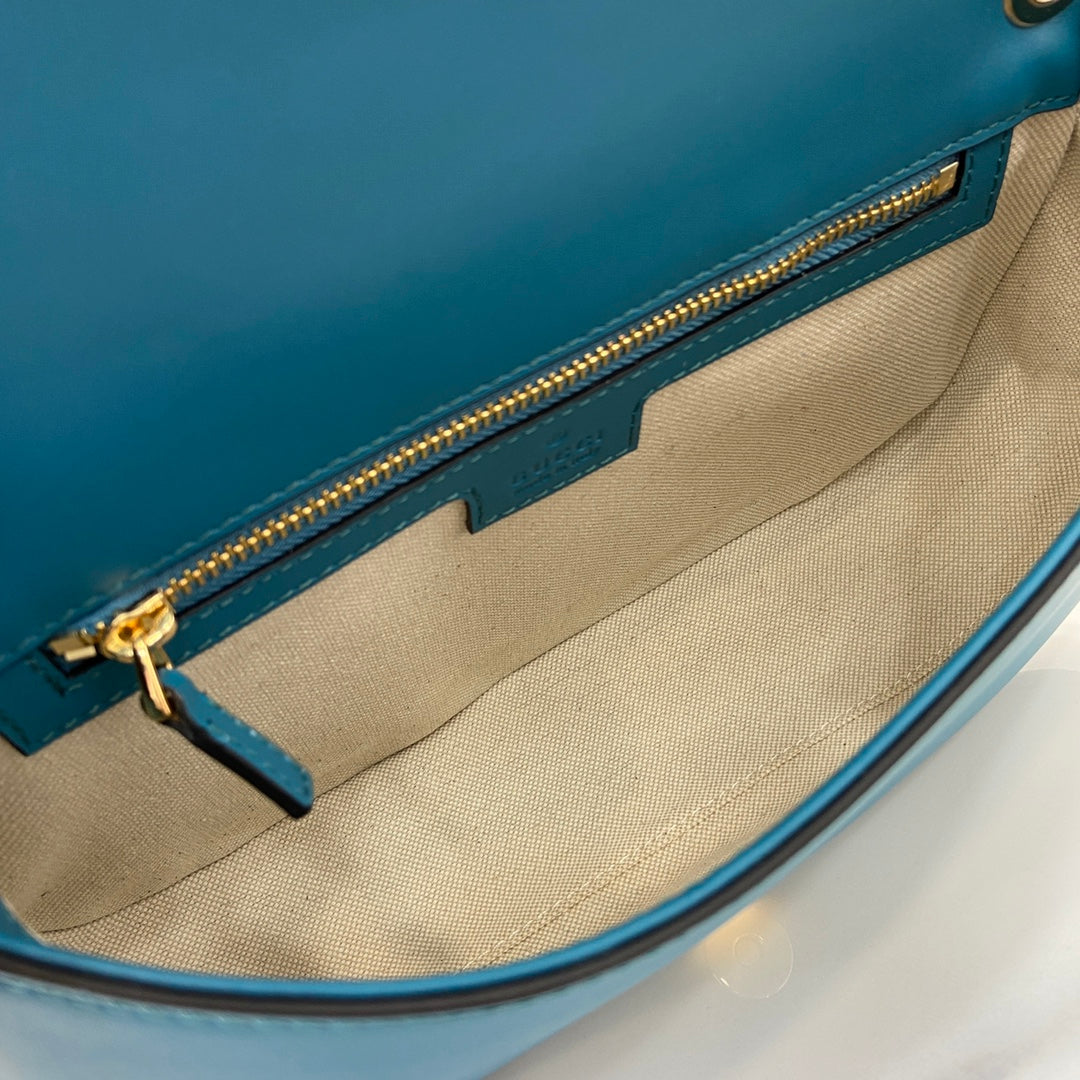 Gucci Blondie small shoulder bag in blue suede 815715