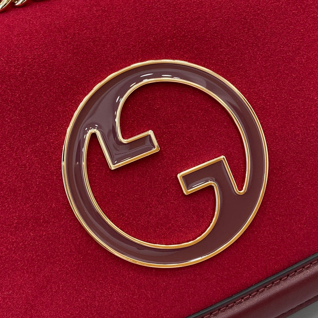 Gucci Blondie small shoulder bag in red suede 815715