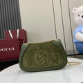 Gucci Blondie small shoulder bag in green suede 815715
