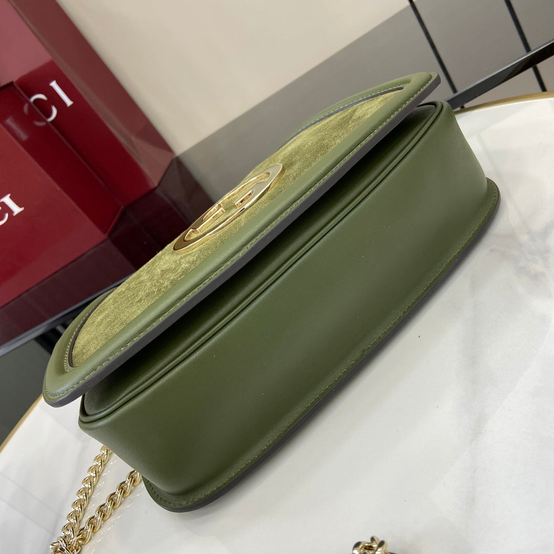 Gucci Blondie small shoulder bag in green suede 815715