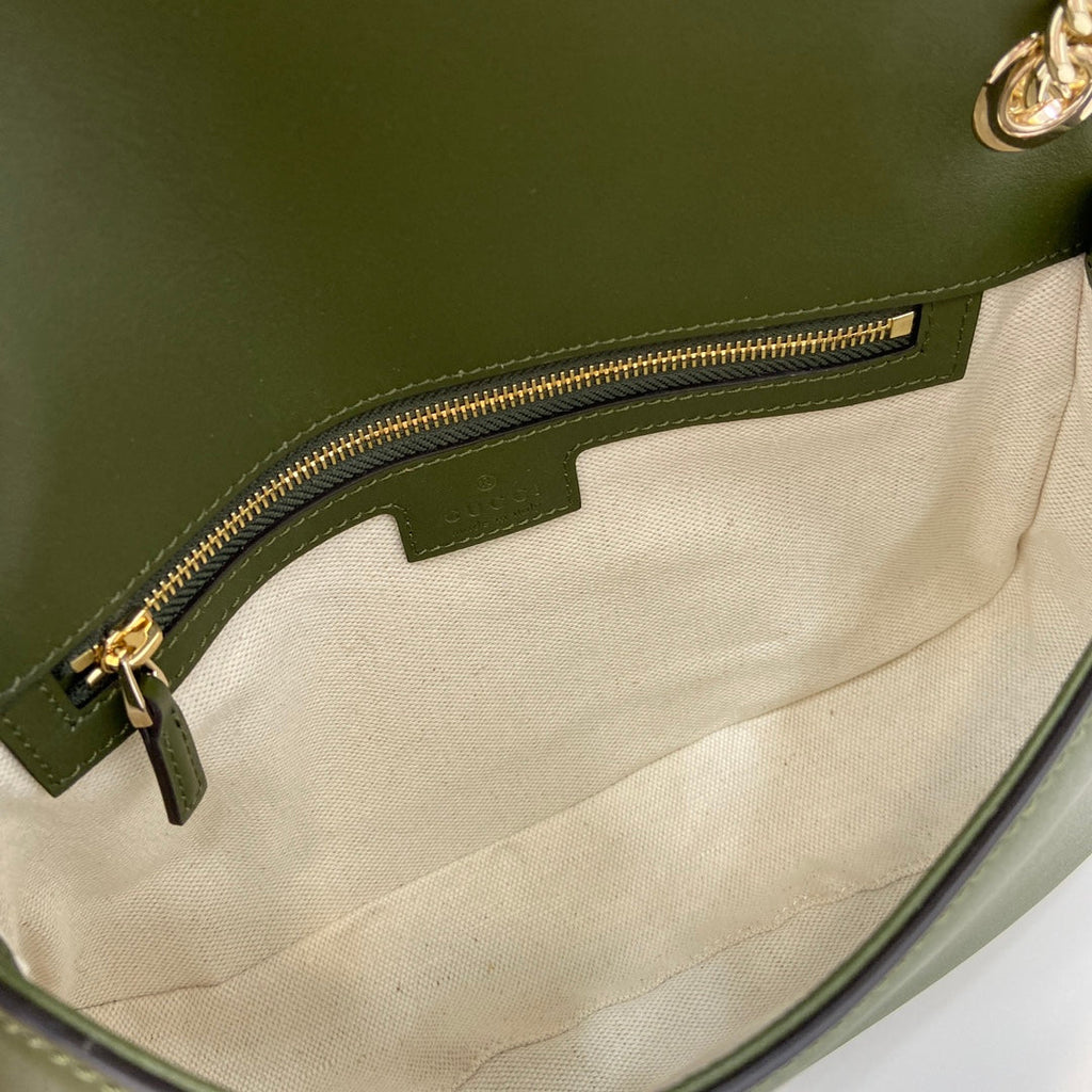 Gucci Blondie small shoulder bag in green suede 815715