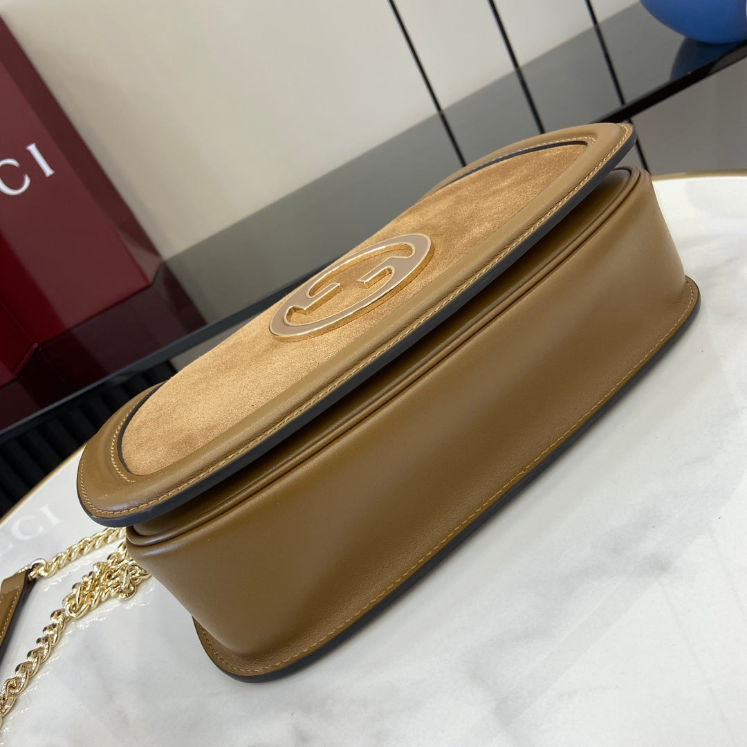 Gucci Blondie small shoulder bag in brown suede 815715