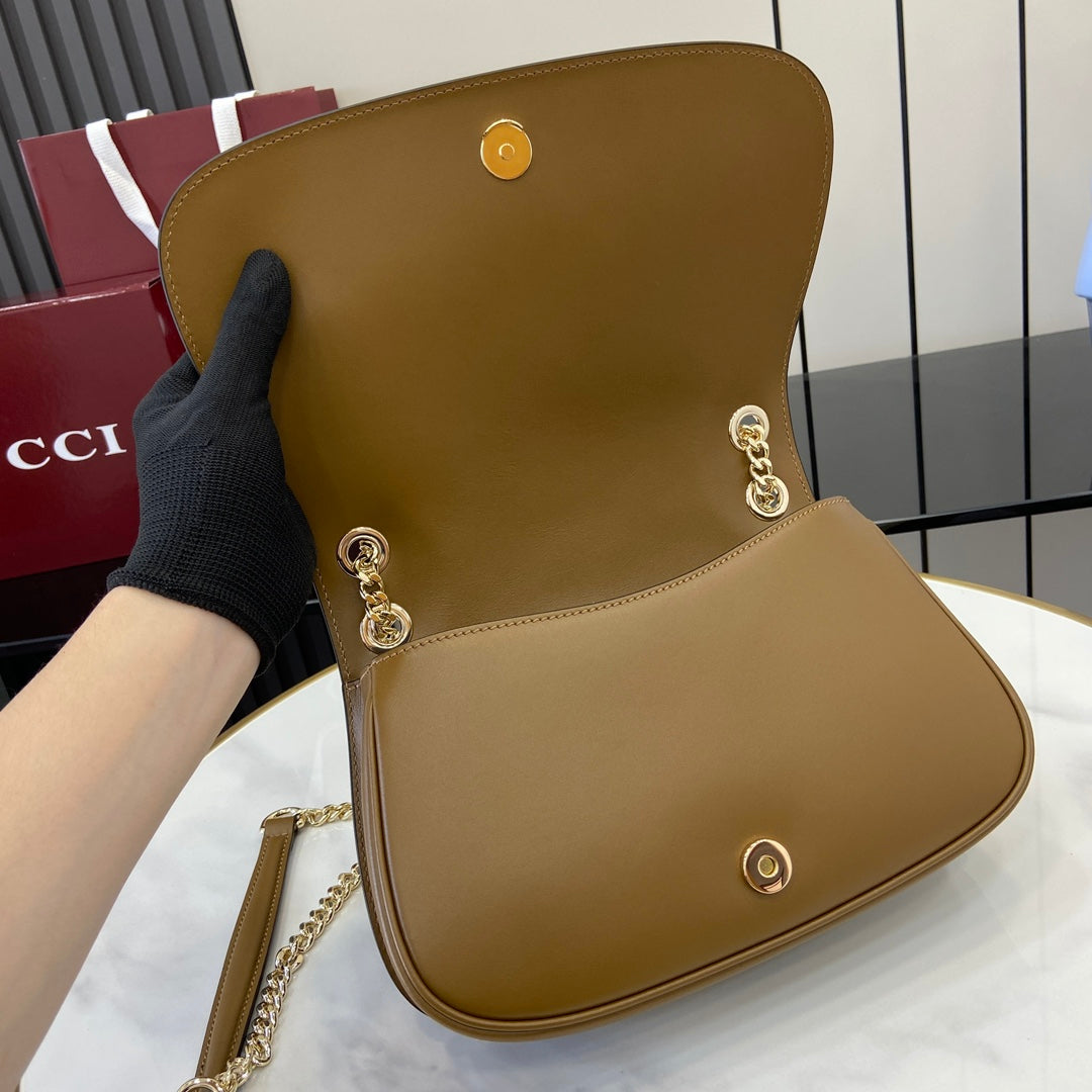 Gucci Blondie small shoulder bag in brown suede 815715