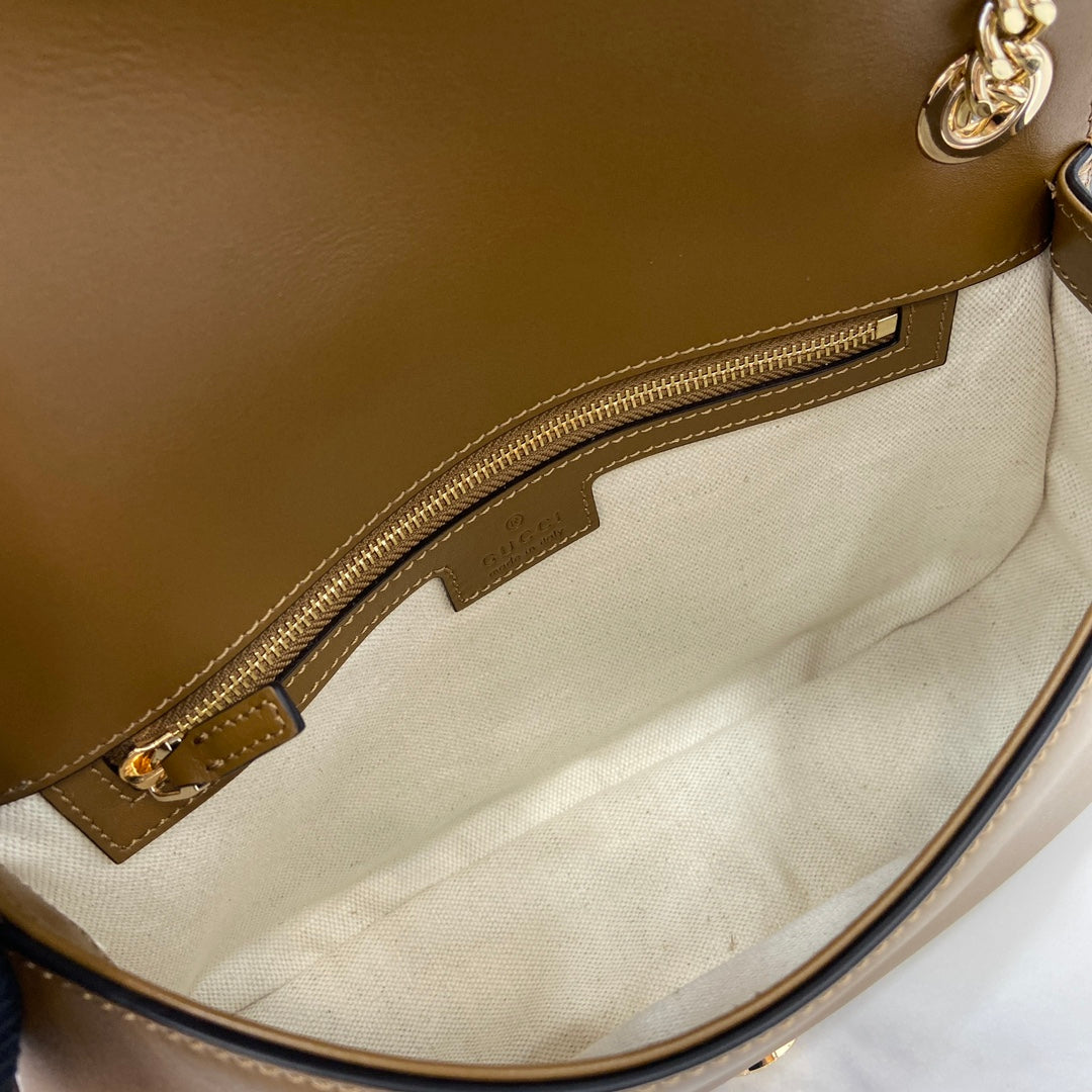Gucci Blondie small shoulder bag in brown suede 815715