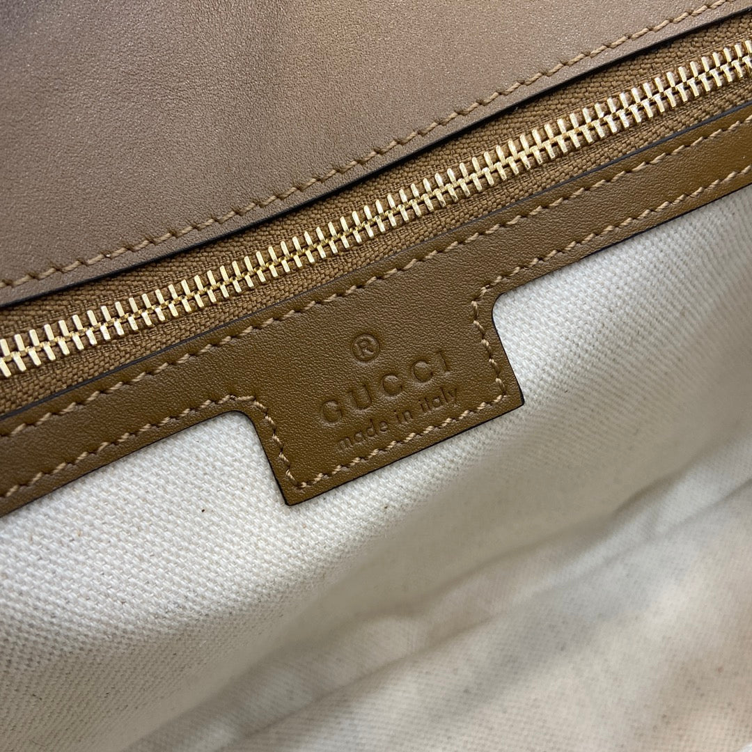 Gucci Blondie small shoulder bag in brown suede 815715