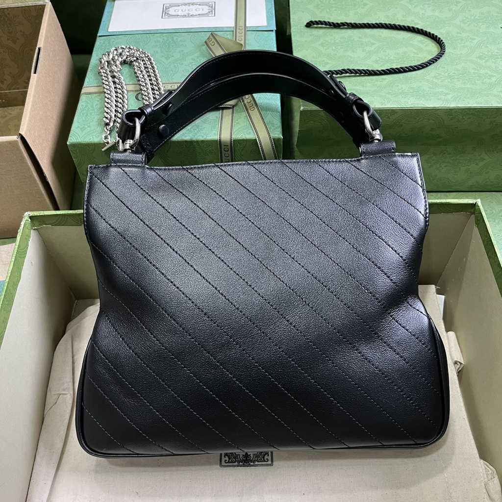 Gucci Blondie small tote bag in Black lamé leather 751518