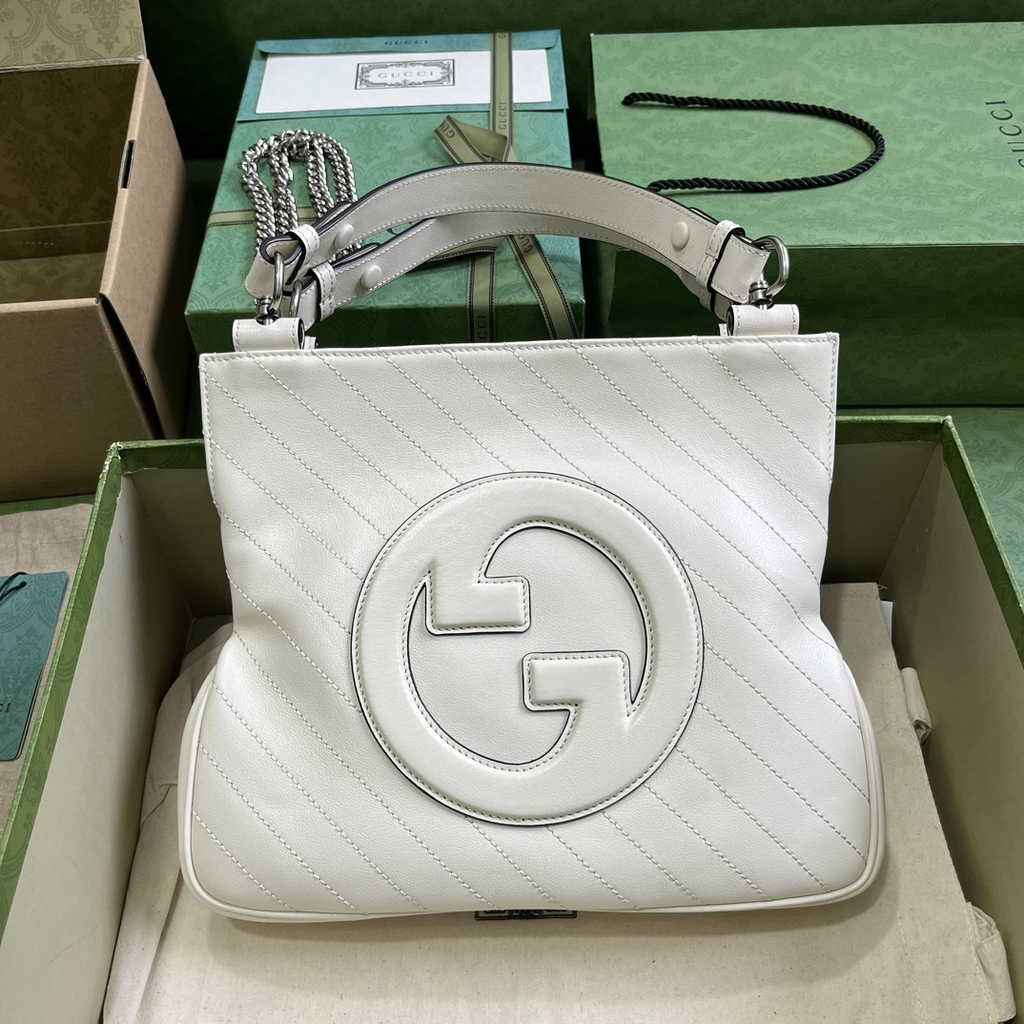 Gucci Blondie small tote bag in Beige lamé leather 751518