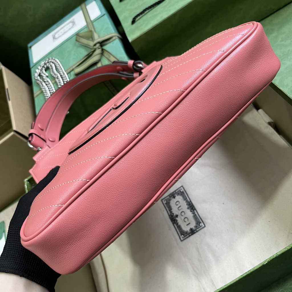 Gucci Blondie small tote bag in Pink lamé leather 751518