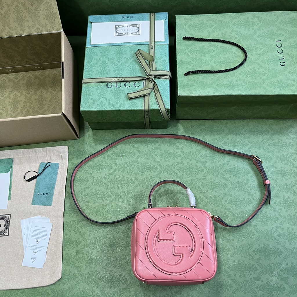 Gucci Blondie top handle bag in pink leather ‎744434