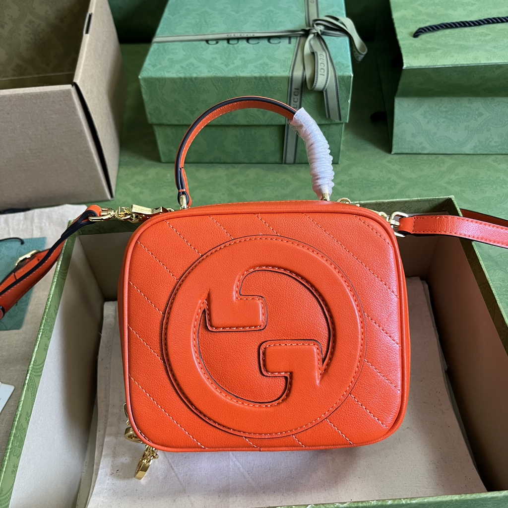 Gucci Blondie top handle bag in orange leather ‎744434