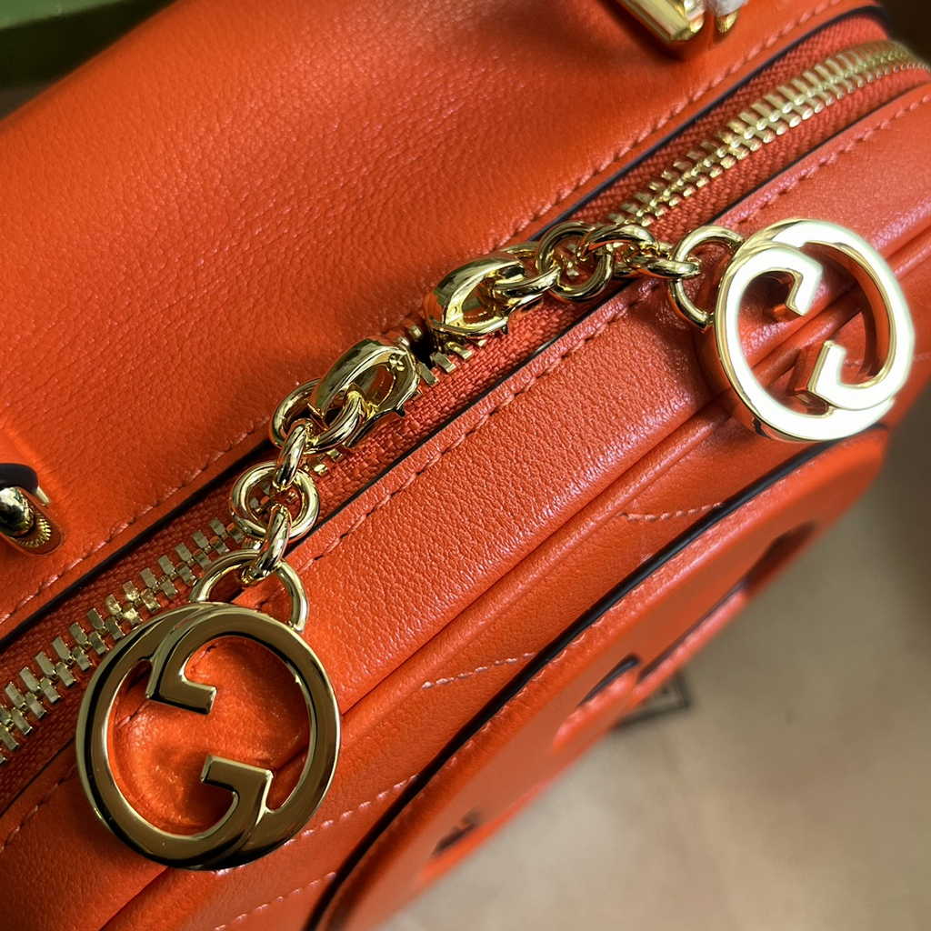 Gucci Blondie top handle bag in orange leather ‎744434