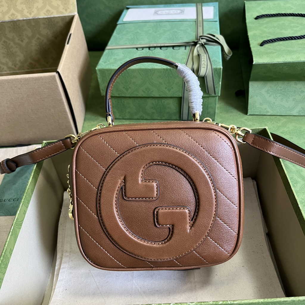 Gucci Blondie top handle bag in brown leather ‎744434