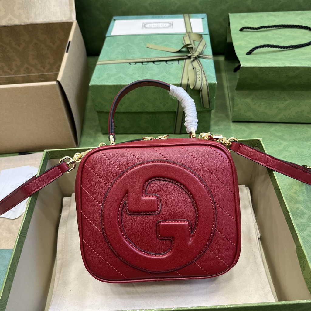 Gucci Blondie top handle bag in red leather ‎744434