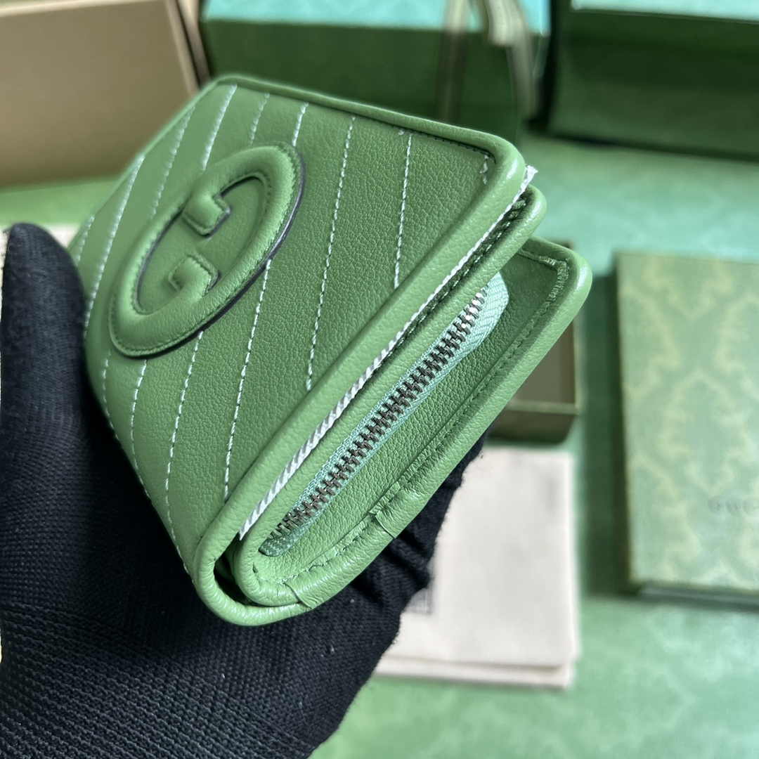 Gucci Blondie wallet 760336 in green leather