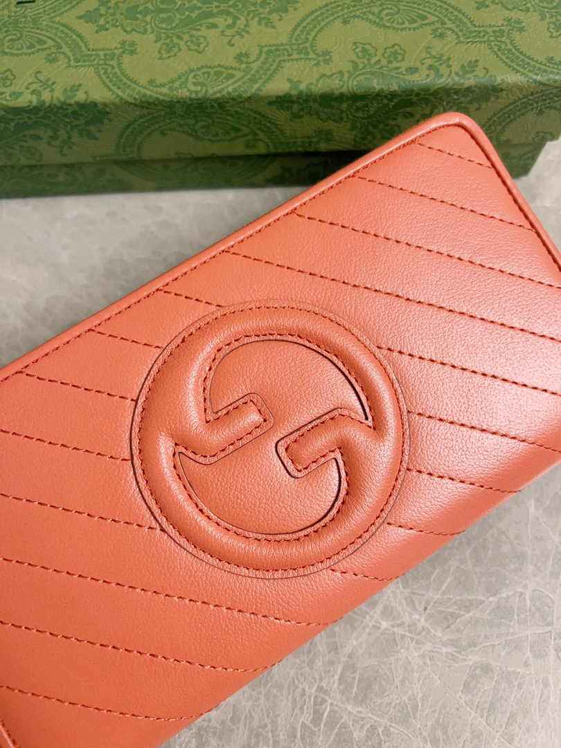 Gucci Blondie zip-around wallet 760312 in orange leather