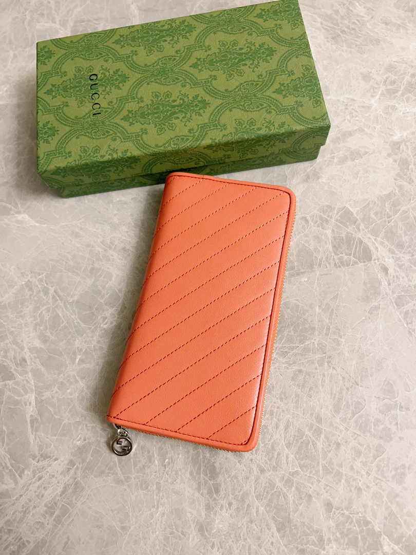 Gucci Blondie zip-around wallet 760312 in orange leather