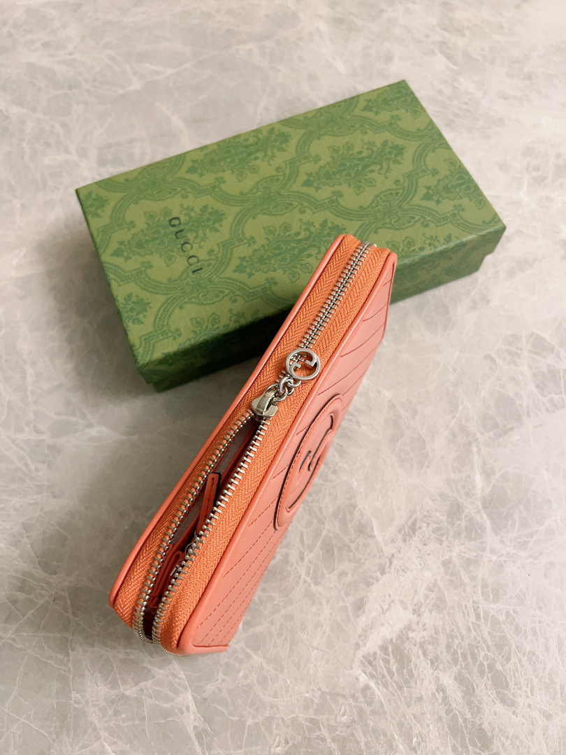 Gucci Blondie zip-around wallet 760312 in orange leather